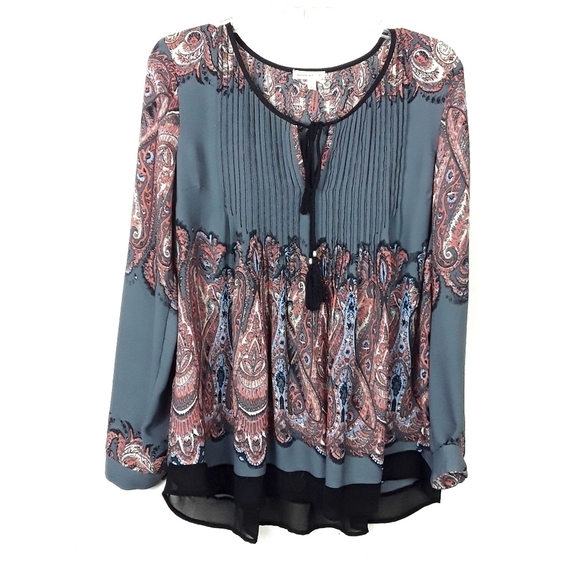 Meadow Rue | Anthropologie Boho Tassel Blouse Top - Picture 1 of 6